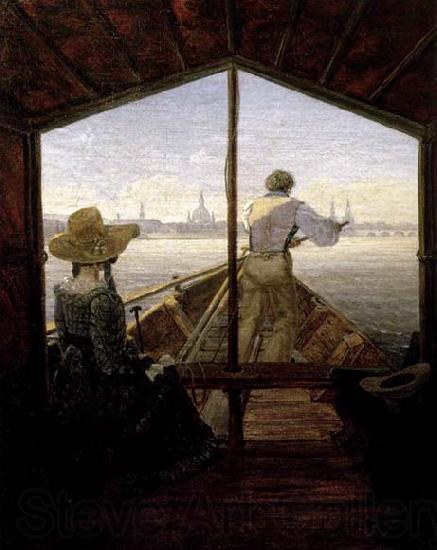 Carl Gustav Carus A Gondola on the Elbe near Dresden Norge oil painting art